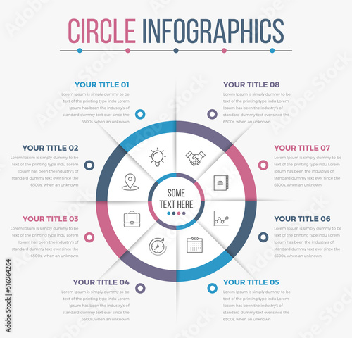 Business Circle Infographics with 08 Steps
