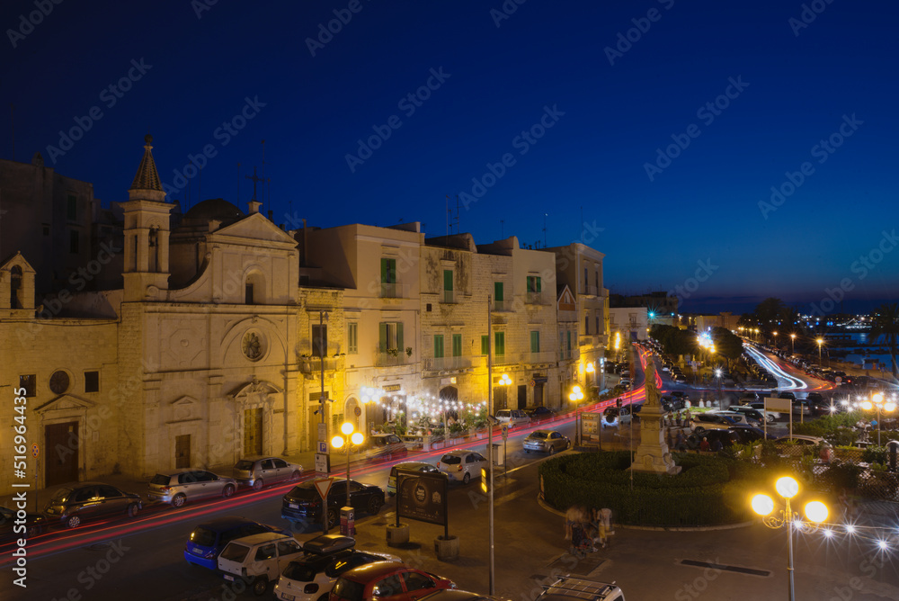 Molfetta, Italy, night view of the old town
