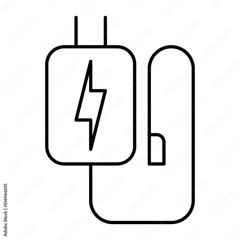 Cell phone charger line icon. Linear style sign for mobile concept and web design. Power adapter outline vector icon. Symbol, logo.Vector illustration. Cell phone charger line icon. Linear style sign for mobile concept and web design. Power adapter outline vector icon. Symbol, logo.Vector illustration.