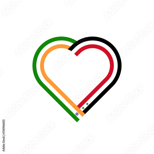 friendship concept. heart ribbon icon of indian and syrian flags. vector illustration isolated on white background