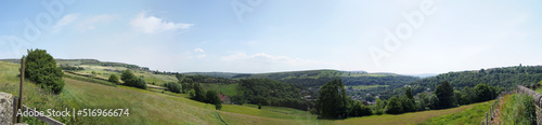 long panoramic view of the calder valley in west yorkshire with hebden bridge and heptonstall visible in the distance photo