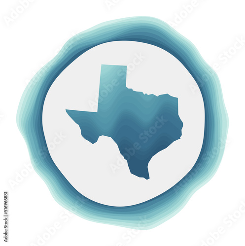 Texas logo. Badge of the us state. Layered circular sign around Texas border shape. Amazing vector illustration.