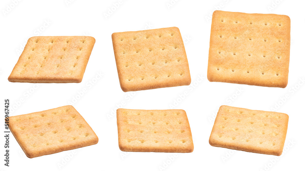 delicious square cracker with salt isolated on white. the entire image in sharpness. delicious square cracker with salt isolated on white. the entire image in sharpness.
