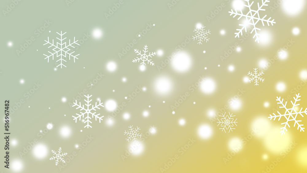 クリスマスをイメージしたキラキラしたシャンパンゴールドの背景イラスト（イルミネーション、雪の結晶）