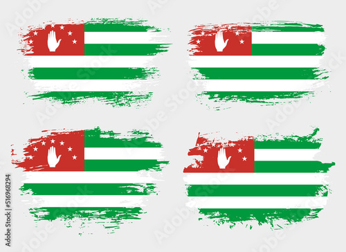 Artistic Abkhazia country brush flag collection. Set of grunge brush flags on a solid background