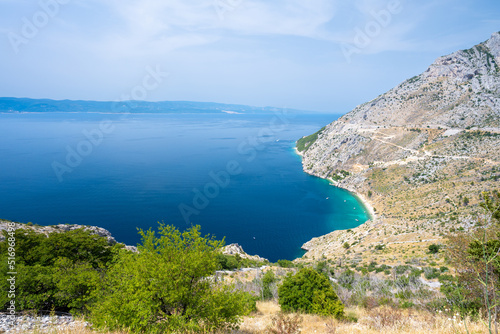 Fototapeta Naklejka Na Ścianę i Meble -  view on azure bay on Makarska riviera in Dalmatia in Croatia