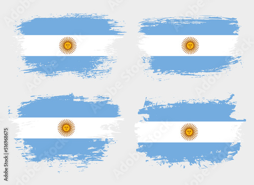 Artistic Argentina country brush flag collection. Set of grunge brush flags on a solid background