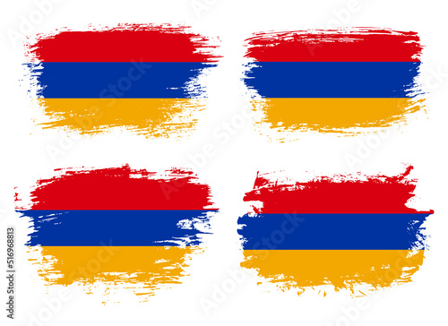 Artistic Armenia country brush flag collection. Set of grunge brush flags on a solid background