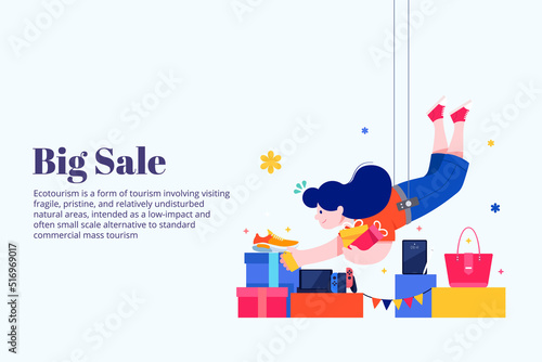 Woman Hunting on Big Sale Event