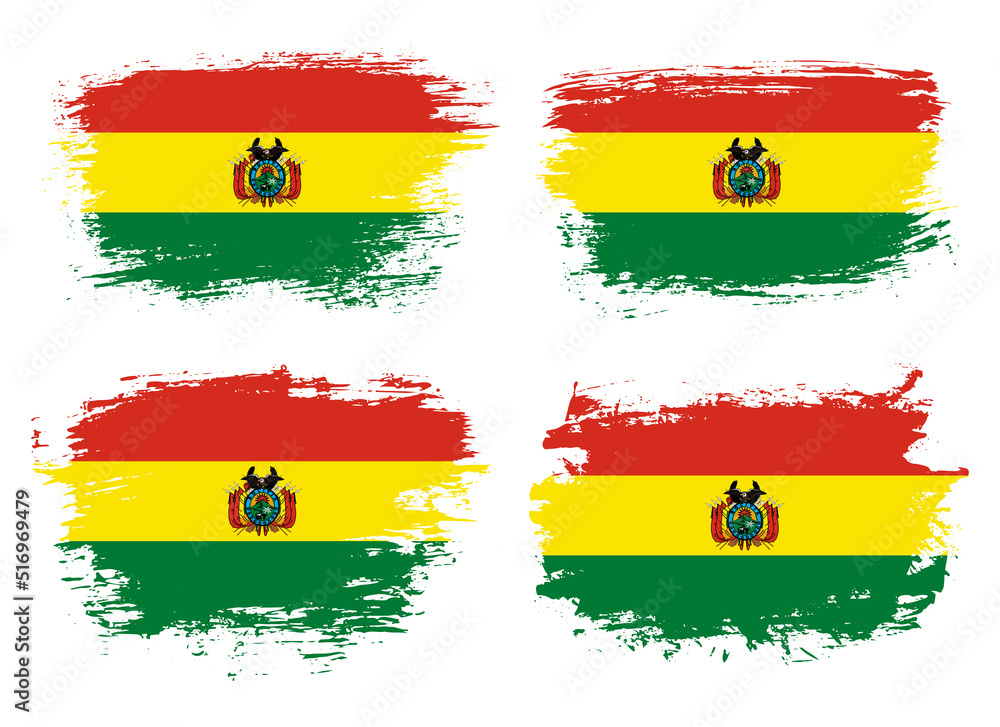 Obraz premium Artistic Bolivia country brush flag collection. Set of grunge brush flags on a solid background