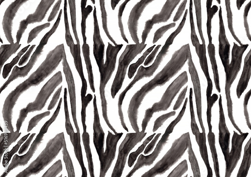 Zebra  horse seamless pattern  watercolor illustration.