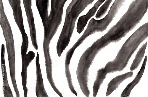 Zebra, horse seamless pattern, watercolor illustration. © Anastasia