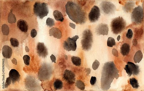 Leopard seamless pattern, watercolor illustration. Animal skin fur.