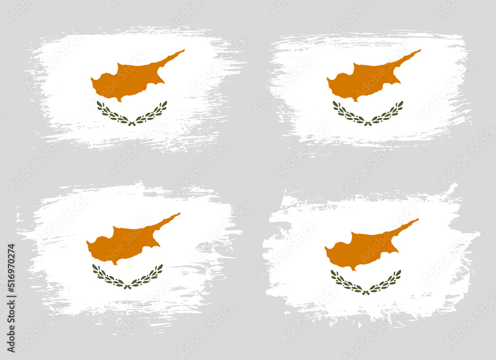 Fototapeta premium Artistic Cyprus country brush flag collection. Set of grunge brush flags on a solid background