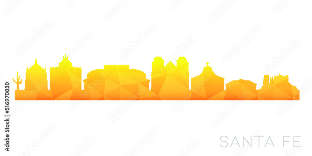 Naklejka premium Santa Fe, NM, USA Low Poly Skyline Clip Art City Design. Geometric Polygon Graphic Horizon Icon. Vector Illustration Symbol.