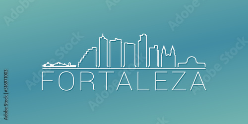 Fortaleza - State of Ceará, Brazil Skyline Linear Design. Flat City Illustration Minimal Clip Art. Background Gradient Travel Vector Icon. photo
