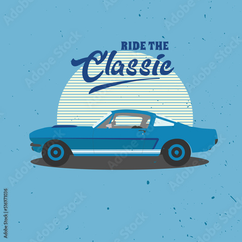 vintage car poster, mustang