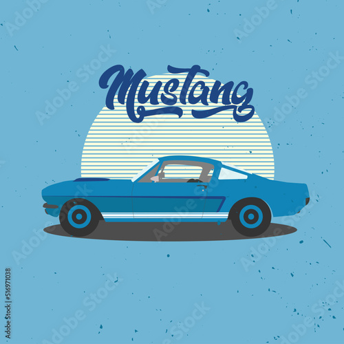 vintage car poster, mustang