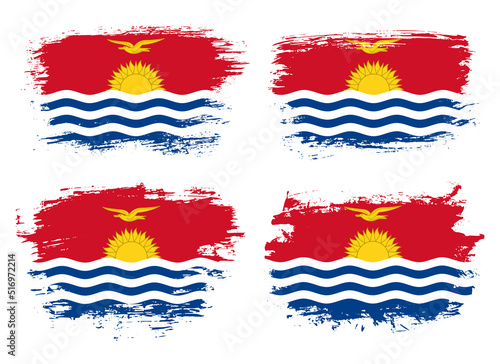 Artistic Kiribati country brush flag collection. Set of grunge brush flags on a solid background