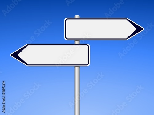 Directional signs isolated on blue background	