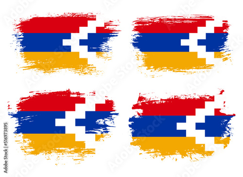 Artistic Nagorno-Karabakh Republic country brush flag collection. Set of grunge brush flags on a solid background