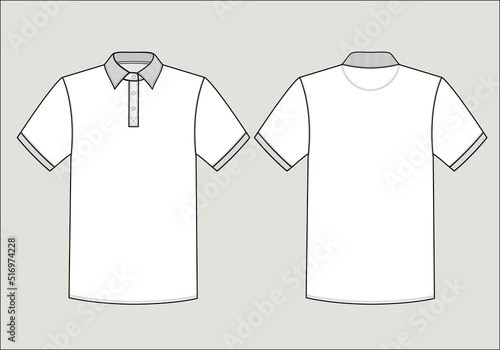 Men's Classic Polo Shirt Technical Flat Sketch