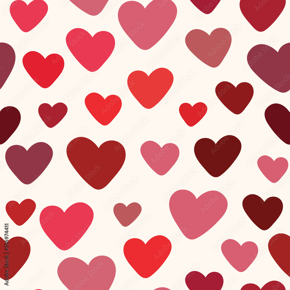 Read hearts seamless vector pattern
