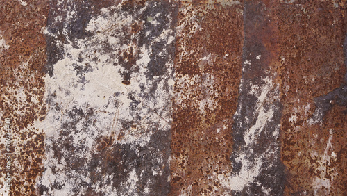 Fototapeta Naklejka Na Ścianę i Meble -  Sheet of rusty iron with white paint on it, texture of an old rusted metal iron sheet, rusty iron sheet surface 