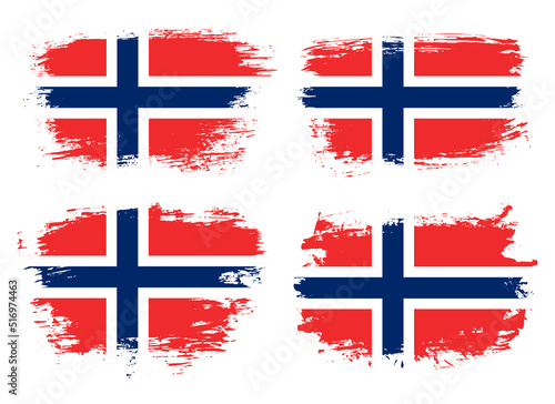 Artistic Norway country brush flag collection. Set of grunge brush flags on a solid background