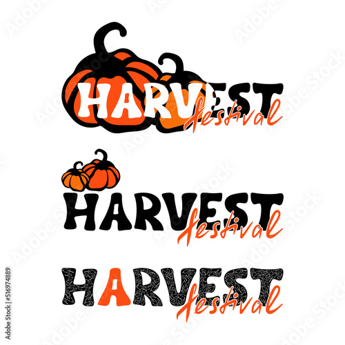 Harvest festival lettering set. Isolated on white bachground.
