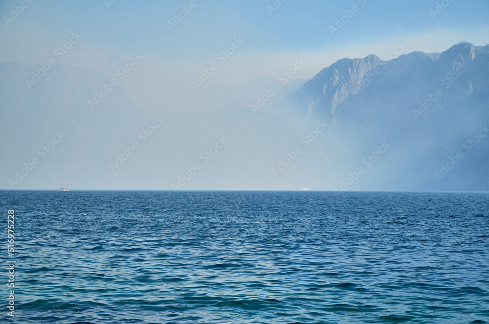 Morning mist, mountains and sea