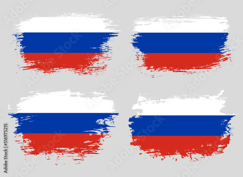 Artistic Russia country brush flag collection. Set of grunge brush flags on a solid background
