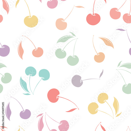 Colorful cherry vector repeat pattern