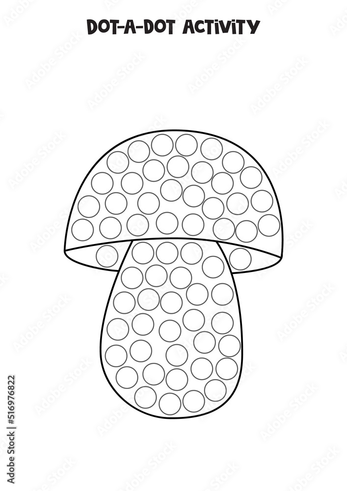 Dot a dot game for preschool kids. Cartoon mushroom. Stock Vector ...