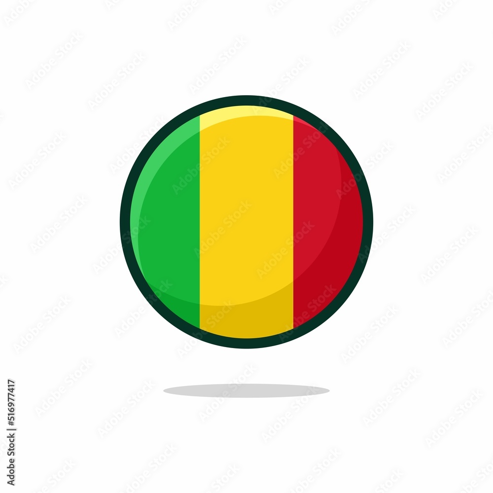Fototapeta premium Mali Flag Icon. Mali Flag flat style isolated on a white background - stock vector.