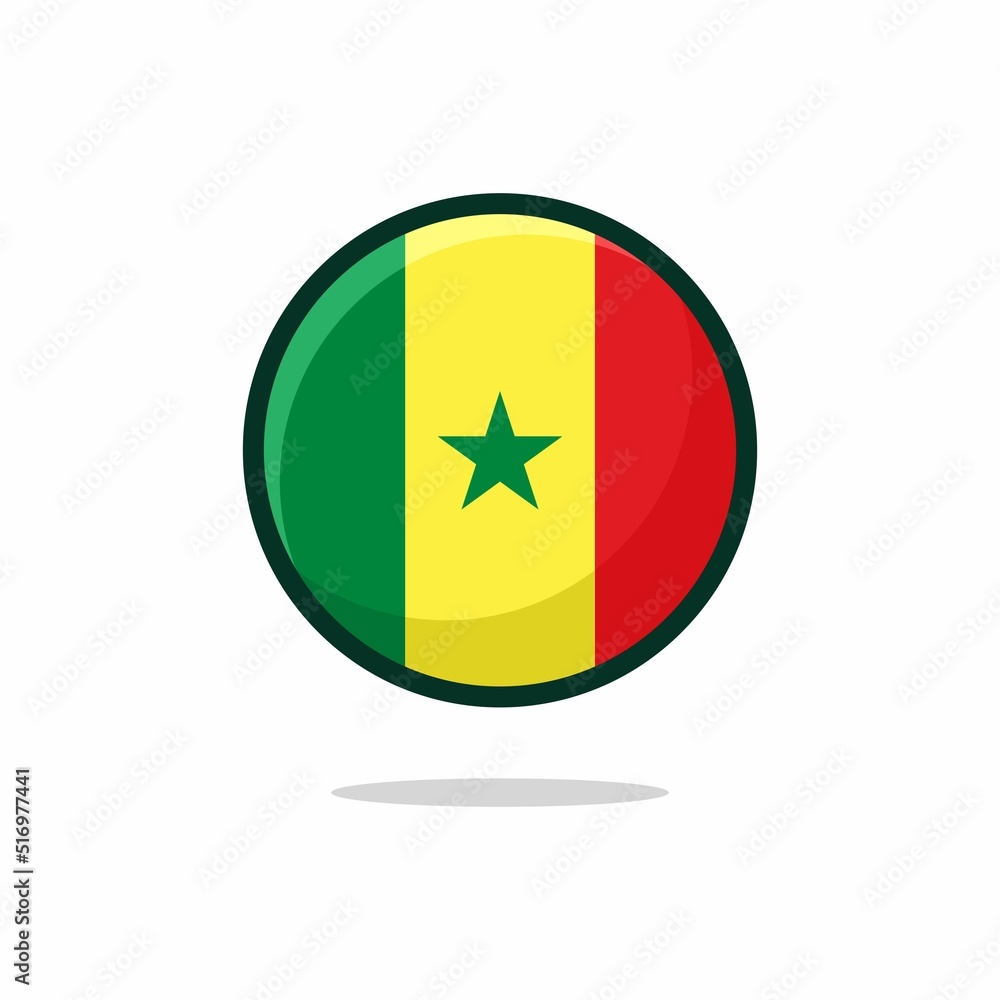 Senegal Flag Icon. Senegal Flag flat style isolated on a white background - stock vector. Senegal Flag Icon. Senegal Flag flat style isolated on a white background - stock vector.