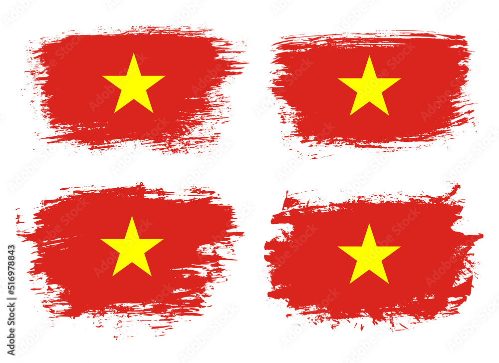 Artistic Vietnam country brush flag collection. Set of grunge brush flags on a solid background Artistic Vietnam country brush flag collection. Set of grunge brush flags on a solid background