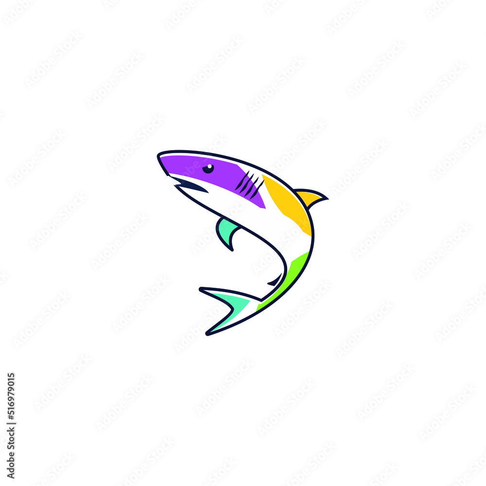 Fototapeta premium Shark vector art, shark icon logo design