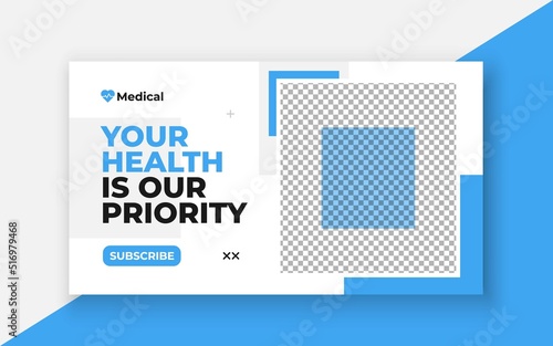 Medical healthcare youtube thumbnail and web banner template.Editable video thumbnail template