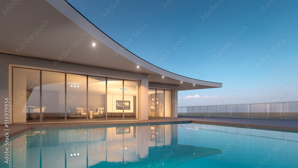 Fototapeta premium 3D rendering illustration of modern house