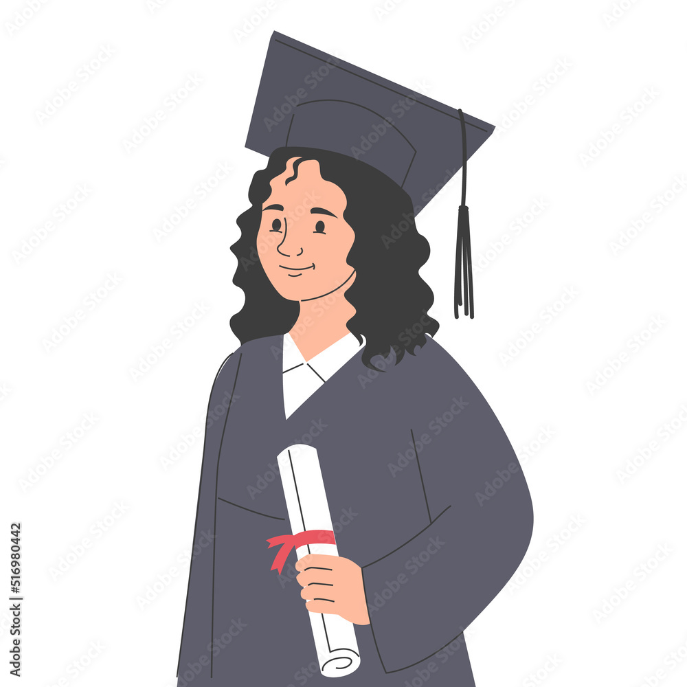 Happy graduated student vector isolated. Smiling bachelor student. Male character holding diploma. Success in education. Happy graduated student vector isolated. Smiling bachelor student. Male character holding diploma. Success in education.