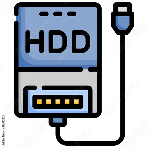 HDD filled outline icon,linear,outline,graphic,illustration