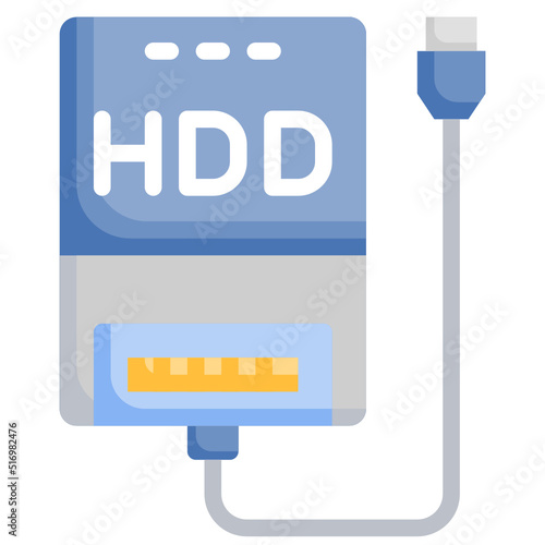 HDD flat icon,linear,outline,graphic,illustration