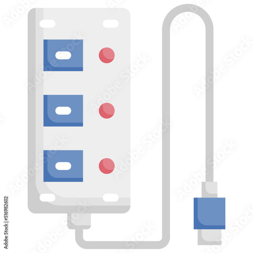 USB HUB flat icon,linear,outline,graphic,illustration