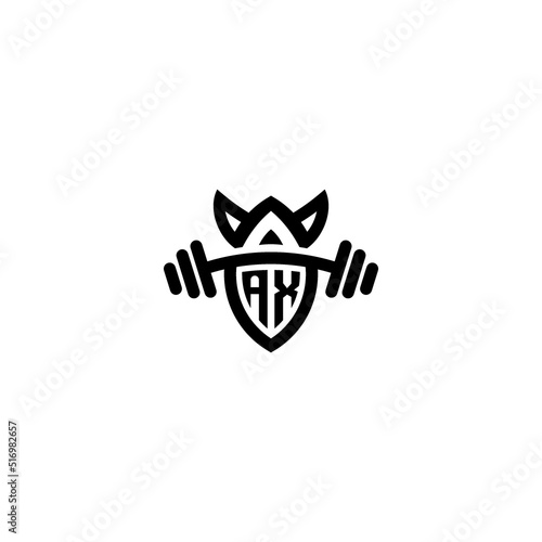 AX line fitness initial concept with high quality logo design