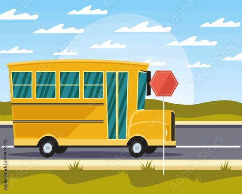 school bus with stop signal