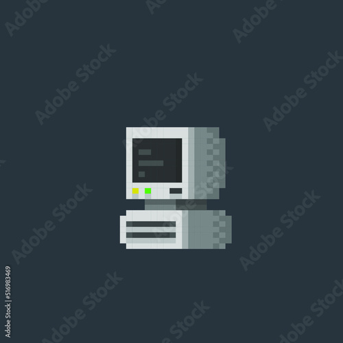 computer in pixel art style