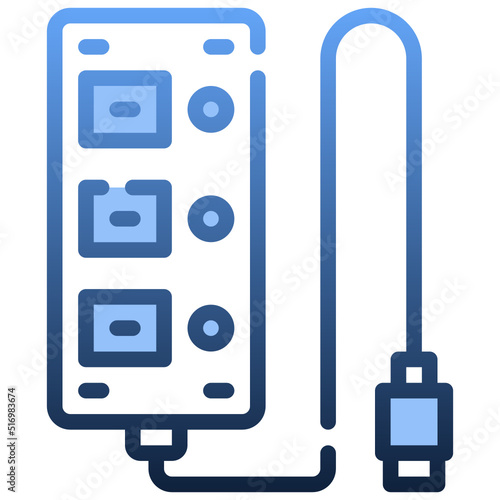 USB HUB Gradient icon,linear,outline,graphic,illustration