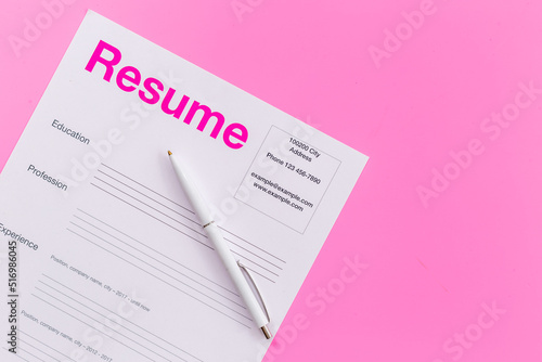 Resume application form on job seeker or HR manager table