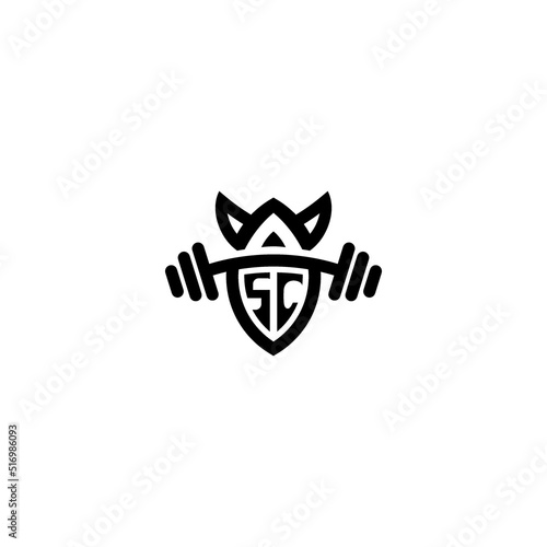 SC line fitness initial concept with high quality logo design